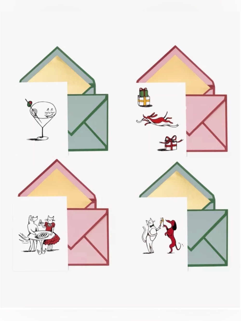 Kate Spade 16 Holiday Card Set with Gold Foil Accents